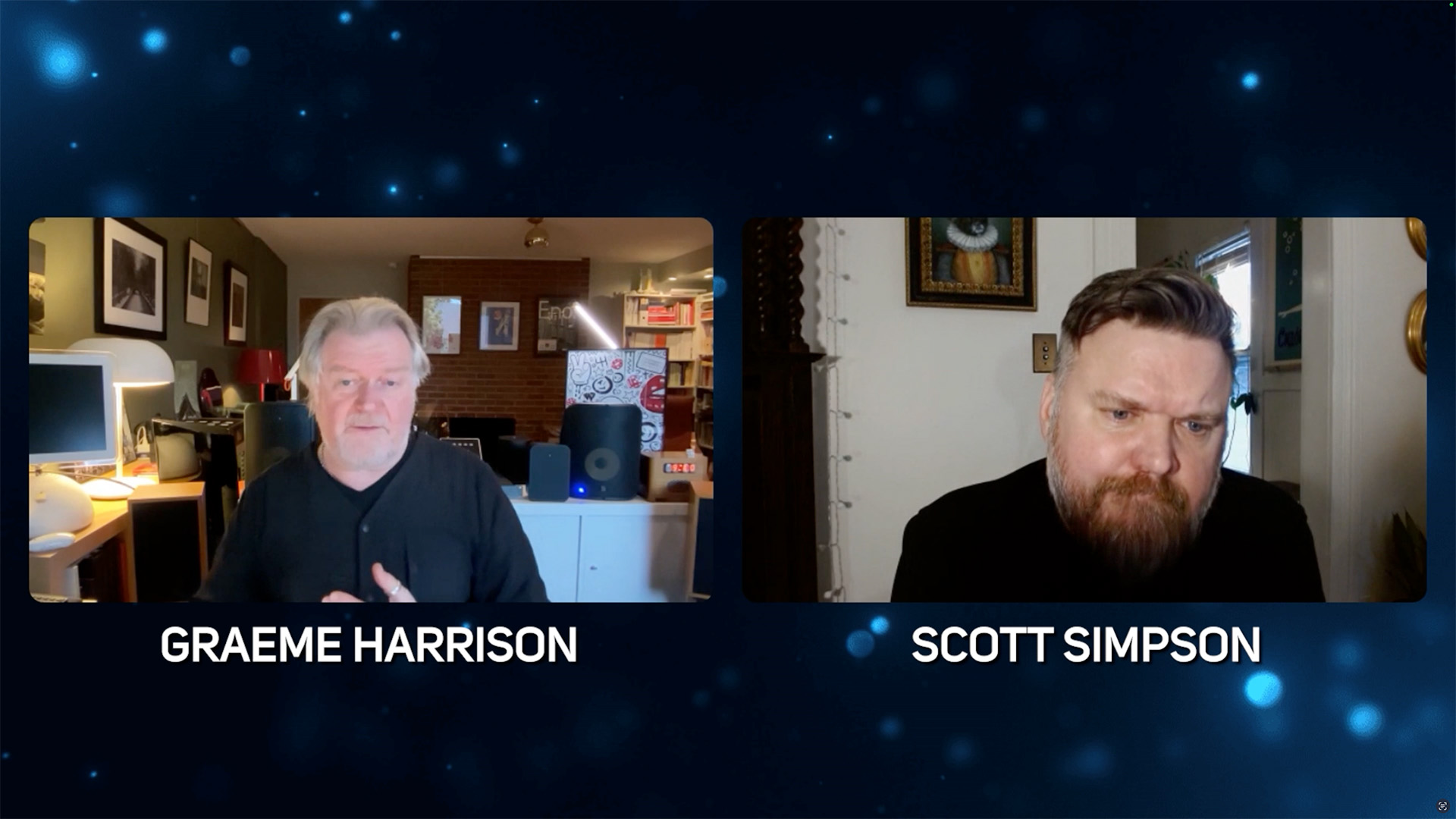 Graeme Harrison and Scott Simpson in a podcast