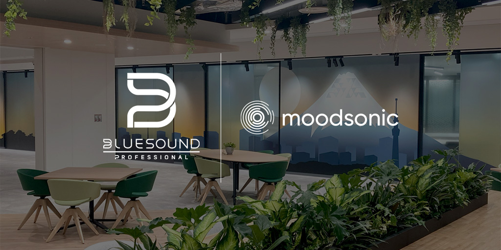 Bluesound Professional and Moodsonic logos