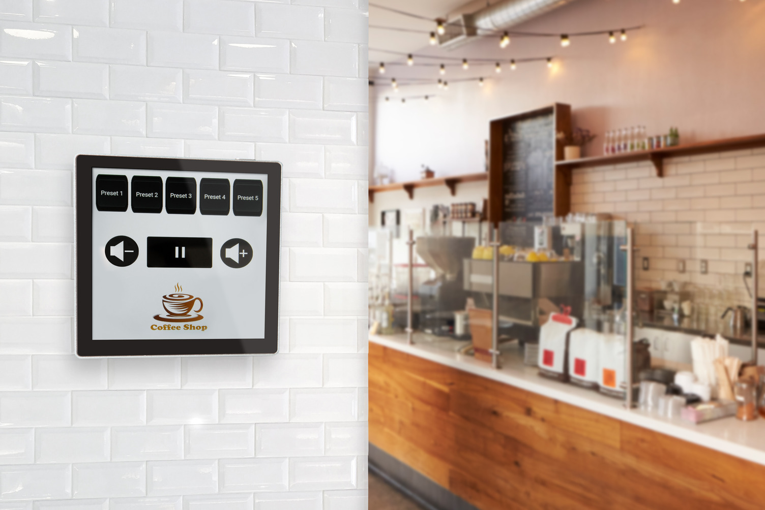Bluesound Professional CP200 wall mount control panel.